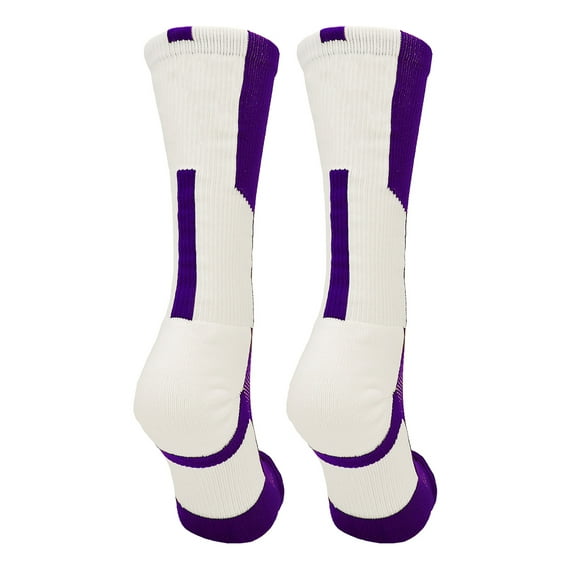 Perimeter Athletic Crew Socks (Purple/White, Small) - Purple/White,Small
