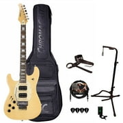Sawtooth ES Hybrid Left-Handed Natural Flame Electric Guitar with Gig Bag and Accessories