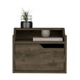 thumbnail image 7 of Floating Nightstand with Drawer, Dark Brown - Modern Bedroom Side Table with Storage, Wall Mount, 12.9" Height, 15.7" Width, 13.2" Depth, 7 of 7