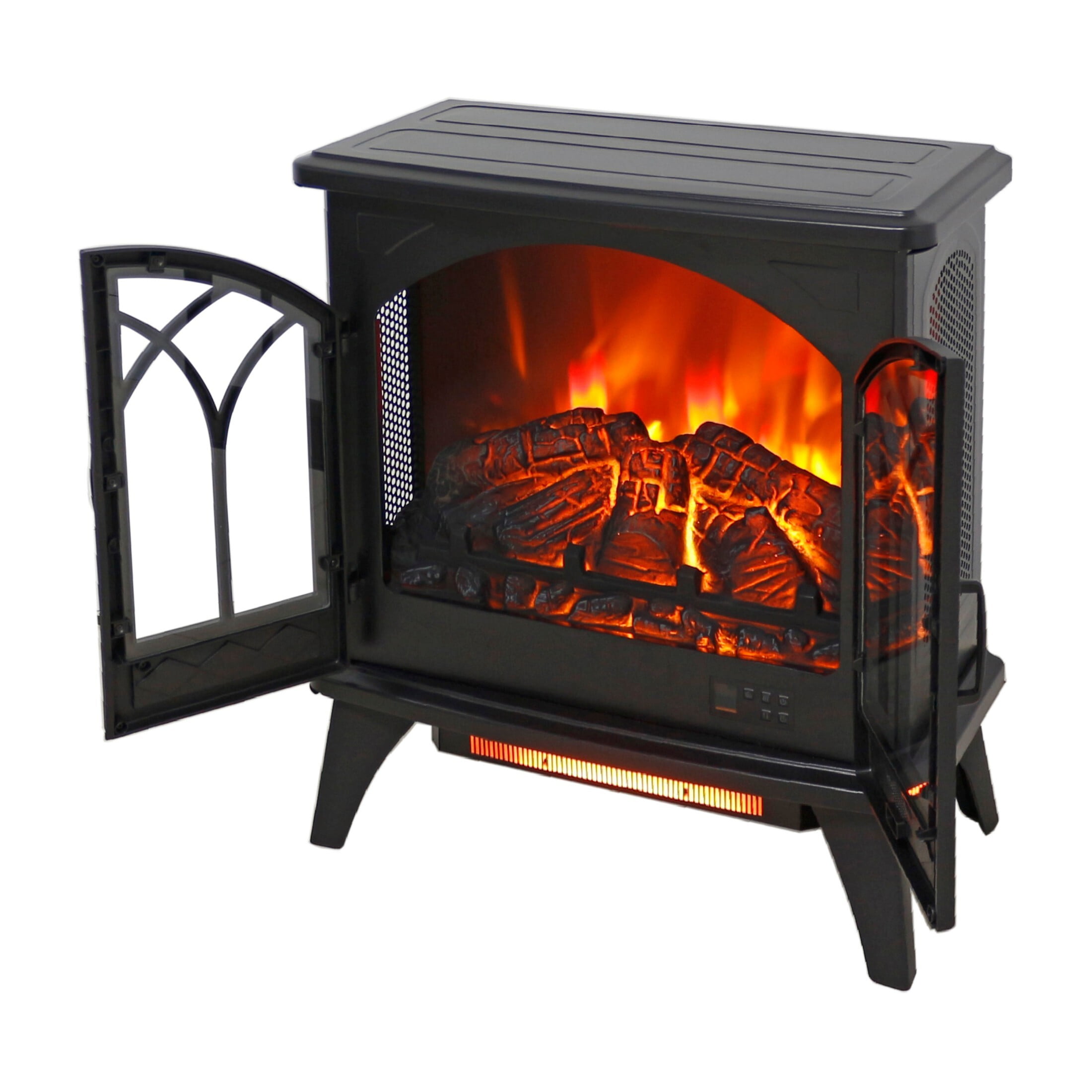 DEALTOPS 23.7'' Electric Fireplace Heater Stove, Adjustable Realistic Flame Effect Stove, Black