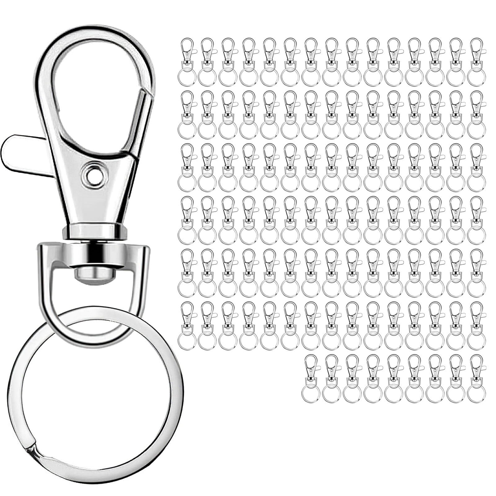 120pcs Key Chain Swivel Hooks Purse and Crafts Evatage Metal Swivel Snap Hook Lanyard Clips with Key Rings Keychain Hardware Hooks for Lanyard 