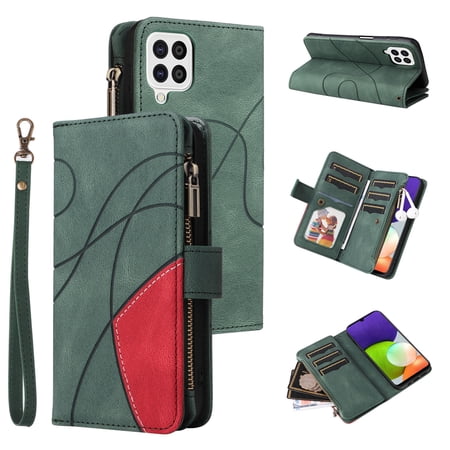 Flip Case for Samsung Galaxy A22 4G (Not 5G), PU Leather 2 Color Assorted Kickstand Function Shockproof Wallet Cover for Samsung Galaxy A22 4G (Not 5G)