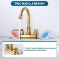 thumbnail image 4 of Wowow 4 in. Centerset Double Handle High Arc Bathroom Sink Faucet with Pop Up Drain in Gold, 4 of 8