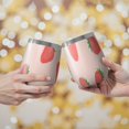 thumbnail image 2 of 12oz Stemless Wine Tumblers Strawberry Plants Fruit Light Pink Pattern Vacuum Insulated Stainless Steel Travel Tumbler Cups Mug with Lid and Straw for Champaign,Cocktail,Beer with Cleaning Brush, 2 of 5