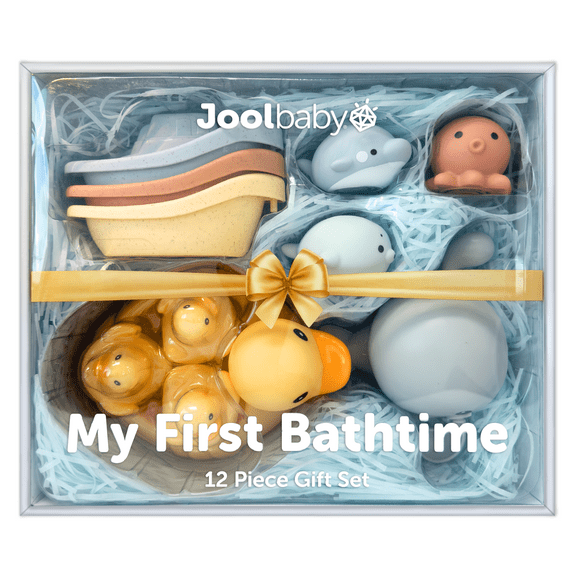My First Bathtime 12-Piece Gift Set, Bath Toy Favorites with Storage Bag - Jool Baby