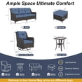 thumbnail image 7 of ALAULM 7-Piece Patio Furniture Set, Outdoor Thick Wicker High Back Conversation Set with 3-Seater Sofa, Swivel Chairs, Ottomans and Square Coffee Table for Yard Patio, Navy Blue, 7 of 7