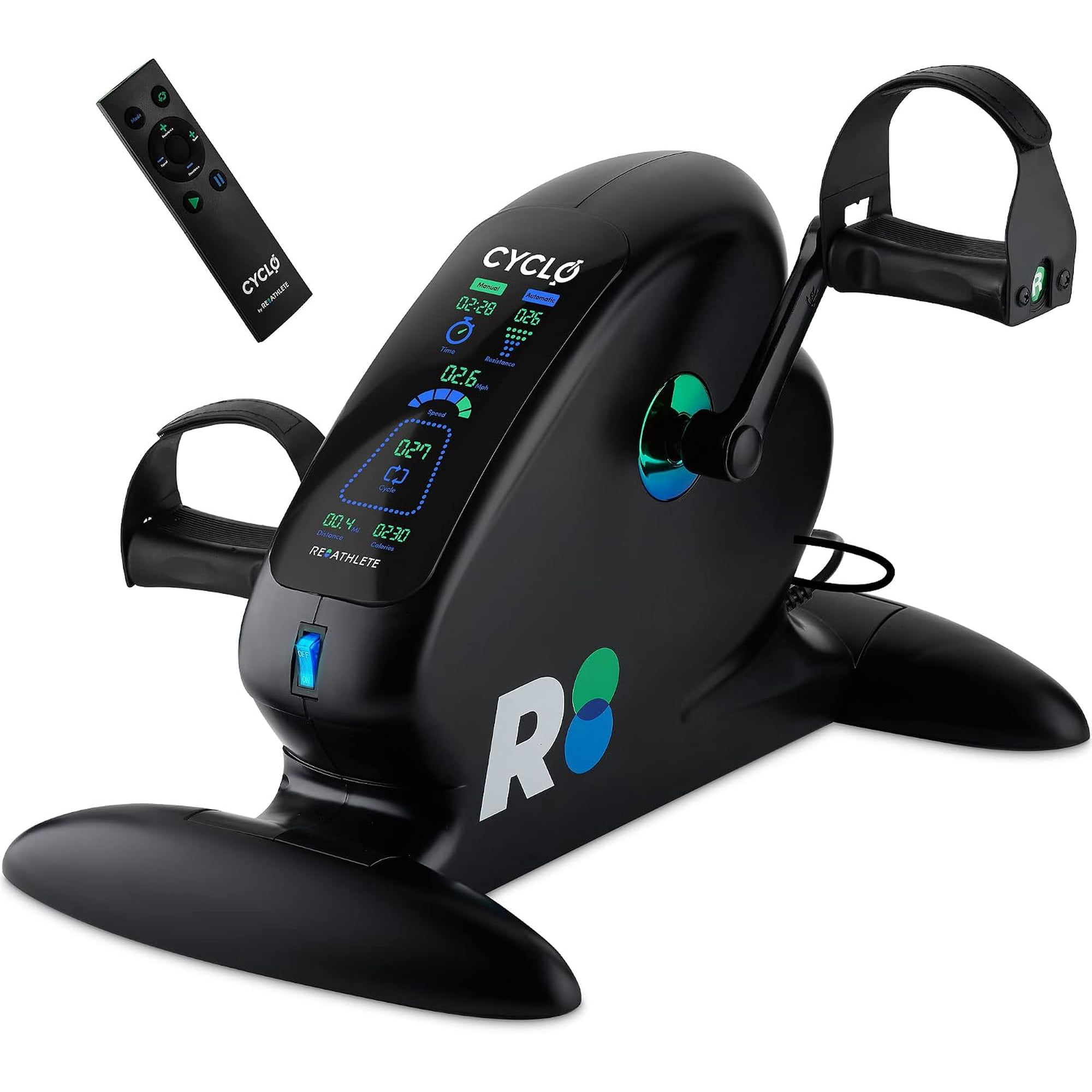 CYCLO Under-Desk Bike/Pedal Exerciser for Leg & Arm Exercises | Portable Desk Cycle for Cardio Training, Fitness & Rehabilitation | Digital, Quiet Mini Exercise Bike