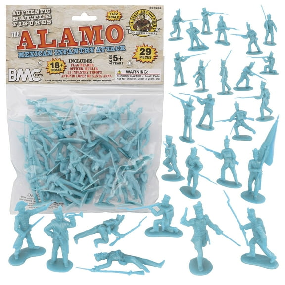 BMC CTS Alamo Mexican Infantry - 29pc Powder Blue Plastic Army Soldier Figures