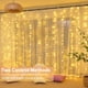 thumbnail image 5 of Guirnalda de luces LED para cortina, 3 x 3 m, 300 luces LED, temporizador con control remoto, 8 modos de luz, acabado cobre, enchufe USB, ideal para decorar paredes de dormitorios, fiestas y bodas (bl, 5 of 5