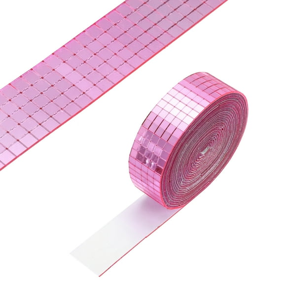 Uxcell 5x5mm Self Adhesive Mirrors Mosaic Tiles, 3600 Pcs Square Mini Glass Mosaic Disco Tile Sticker for DIY Craft Disco Ball Party Decoration, Pink