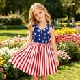 thumbnail image 4 of Ruiwill 4Th Of July Girls Dresses Independence Day Patriotic Lightweigth Summer Star Stripe Print Bow Tie Shoulder Straps V Neck Girls Dresses Size 9-10 Years Multicolour, 4 of 4