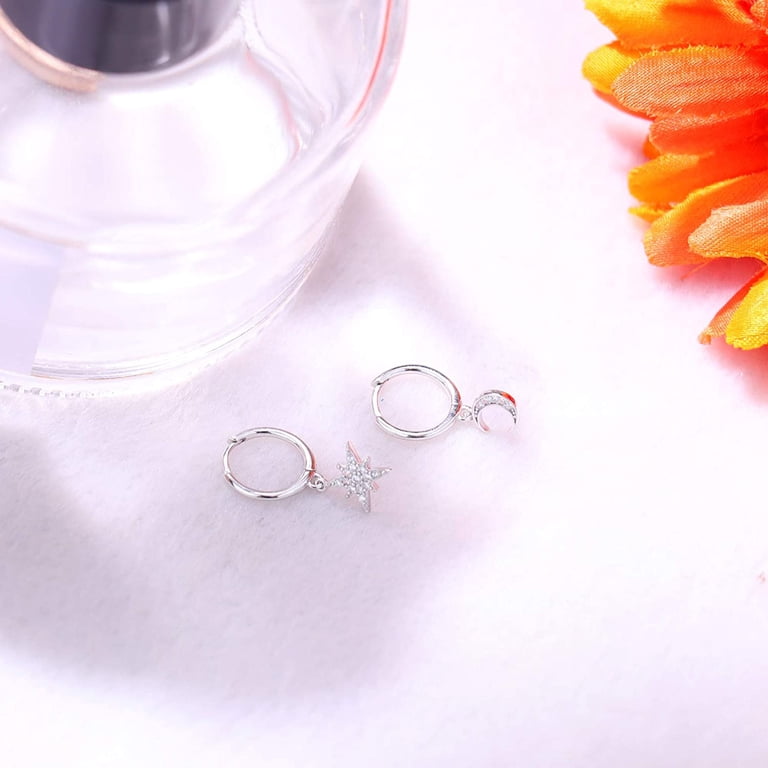 Sterling Silver Bow Hoop Earrings For Women – Small Huggie Earrings Rhodium Plated