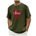 thumbnail image 1 of Tops para hombre, blusas y camisas de cuello redondo y manga corta para hombre. Camiseta/camisa informal de cuello redondo y manga corta con estampado de corazones para hombre. Tops de poliéster para, 1 of 3