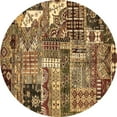 thumbnail image 1 of Ahgly Company Indoor Round Abstract Brown Modern Area Rugs, 3' Round, 1 of 4