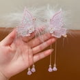 thumbnail image 3 of 2 pares de pinzas para el pelo con borlas y mariposas, clip lateral, pasadores de tela, clip para peinar el pelo de mariposa, accesorio para tocado, accesorios de boda para mujeres, niñas y, 3 of 7