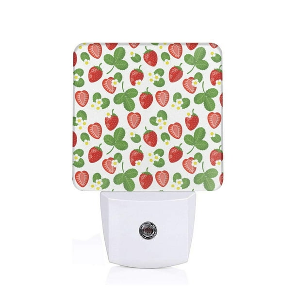 Balery Strawberry Luz Nocturna LED con Sensor Automático, Enchufe con Sensor Crepuscular, Luz Suave de 0.5W para Dormitorio, Pasillo, Baño-US