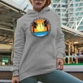thumbnail image 2 of Surf Session Santa Monica Beach California with Palm Trees, Heather Grey Hooded Sweatshirt or Hoodie, Large, 2 of 5