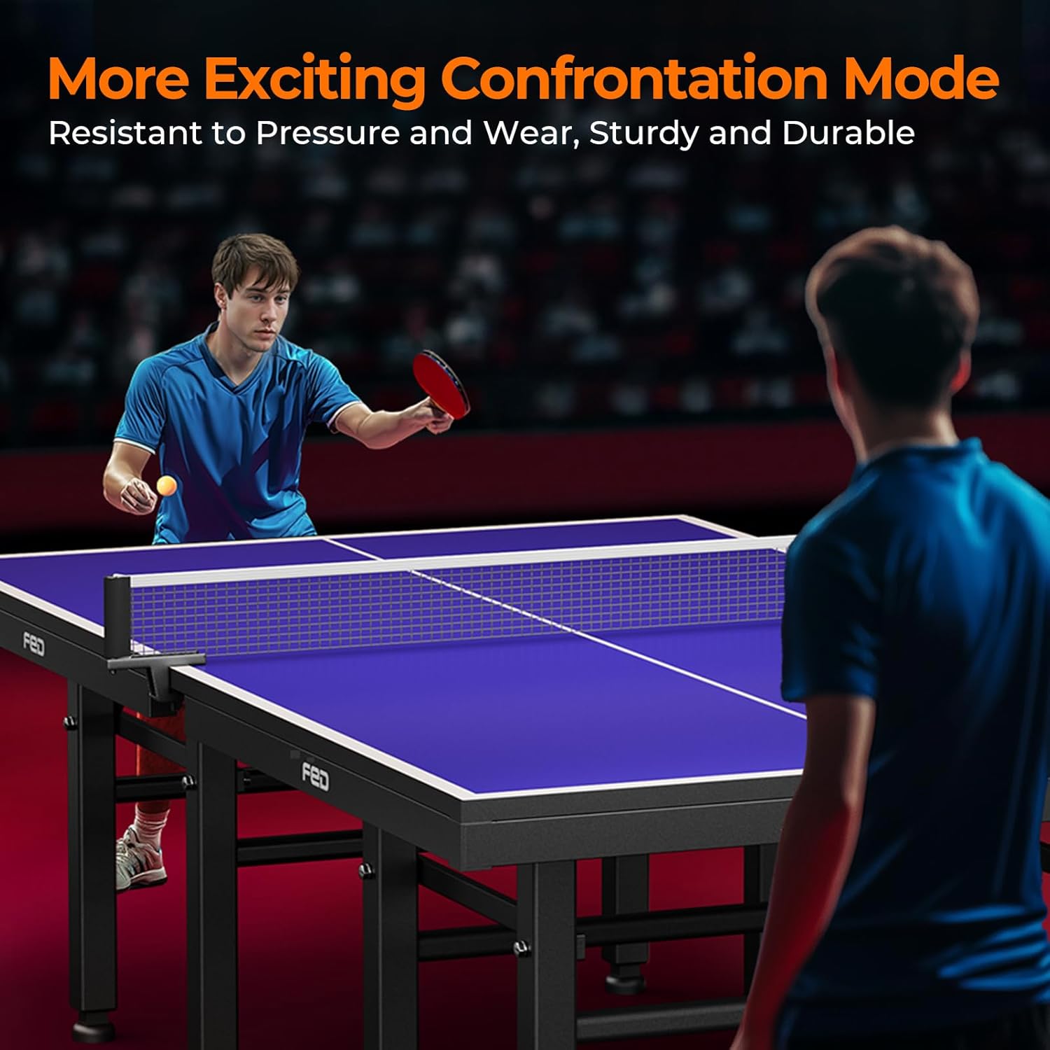 Ping Pong Table, 16mm Thick Tabletop Professional Table with Quick Clamp Net and Paddle, Tournament Quality, 10 Minute Easy Assembly, Weatherproof Indoor & Outdoor