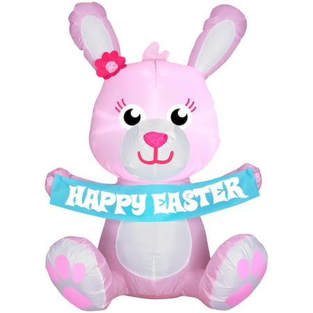 3.5' Pink Easter Bunny Spring Inflatable