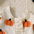 thumbnail image 6 of Pandaie Newborn Baby Girl Clothes Infant Ribbed Long Sleeve Romper Pumpkin Jumpsuit Bodysuit with Bow Headband Cute Fall Winter Outfits 0 3 6 12 18 Months, 6 of 8