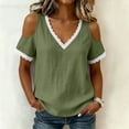 thumbnail image 2 of Cilsoka Lace Crochet Cold Shoulder Tops for Women Trendy Summer Short Sleeve Tunic Shirts Casual Loose Blouses, 2 of 6