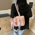 thumbnail image 4 of LHSHID Women Plain Drawstring Tote Bag with Canvas Large Tote Handbag Zipper Female Dating Bag Large Capacity Solid Undera, 4 of 9