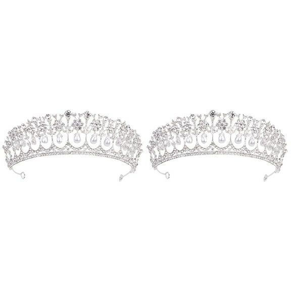 2 Pcs Wedding Bride Crown Bridal Distinctive Headwear Headdress