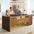 thumbnail image 5 of Vividwood L-Shaped Executive Desk with Cabinet Storage, 71" Office Computer Desk with Storage Shelves, CPU Stand, Cable Management (Brown), 5 of 9