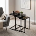 thumbnail image 2 of HomGarden Set of 3 Industrial Nesting Sofa Side Table Indoor MDF C-shaped Stacking End Table Rustic Brown, Black Marble Pattern, 2 of 11