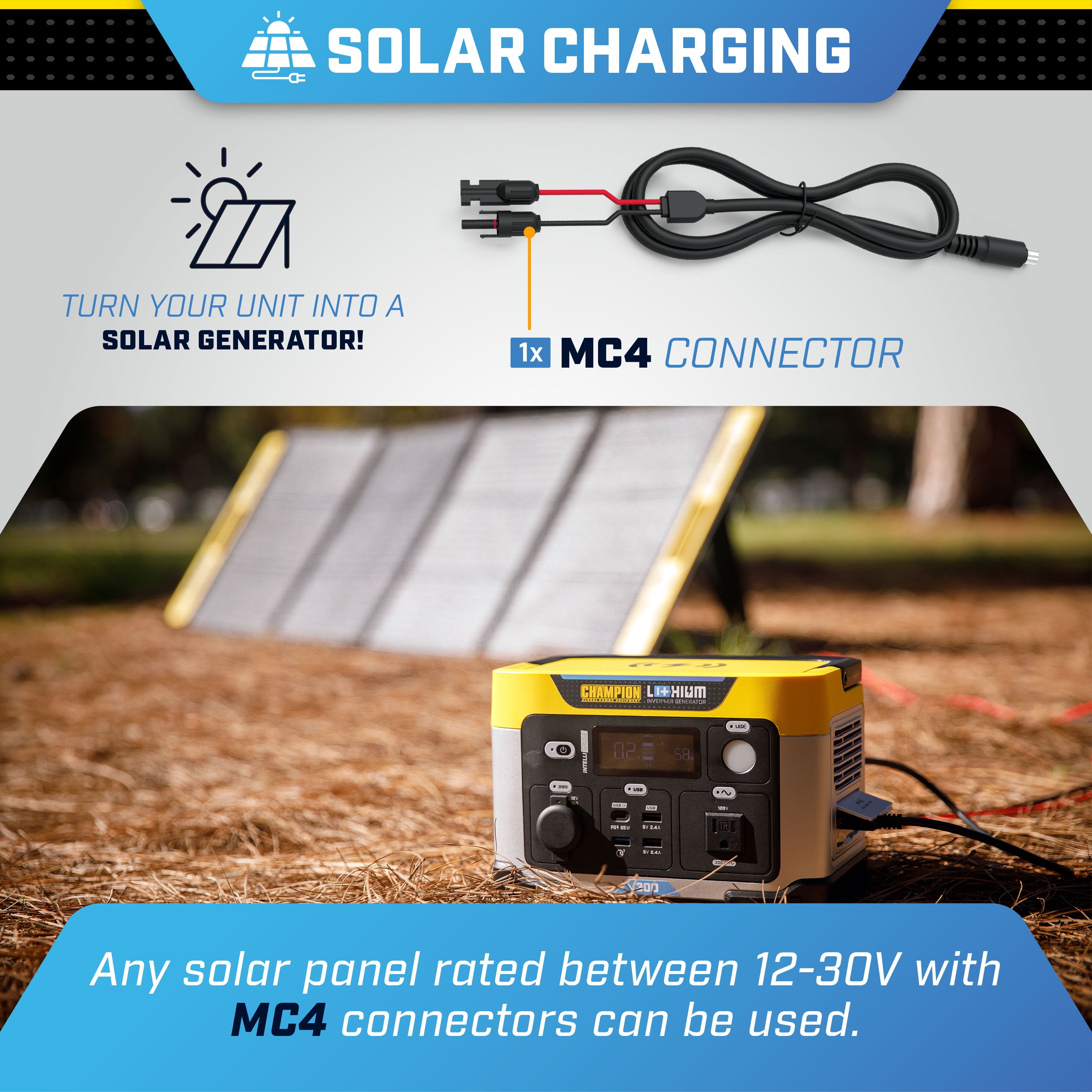Champion Power Equipment 285-Wh Portable Lithium-Ion Solar Generator Power Station