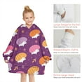 thumbnail image 6 of Cute Hedgehogs and Pioneer Flower Pattern Blanket Hoodies for Kids 6-13YR Oversize Wearable Blanket Hoodies for Boys Girls Teens, 6 of 7