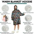 thumbnail image 5 of Wearable Oversized Blanket,Black Colorful Horse Pattern Wearable Blanket Hoodie for Adults,Cozy Hooded Blankets with Super Pockets,Super Warm Fuzzy Pullover for Women & Men, 5 of 6