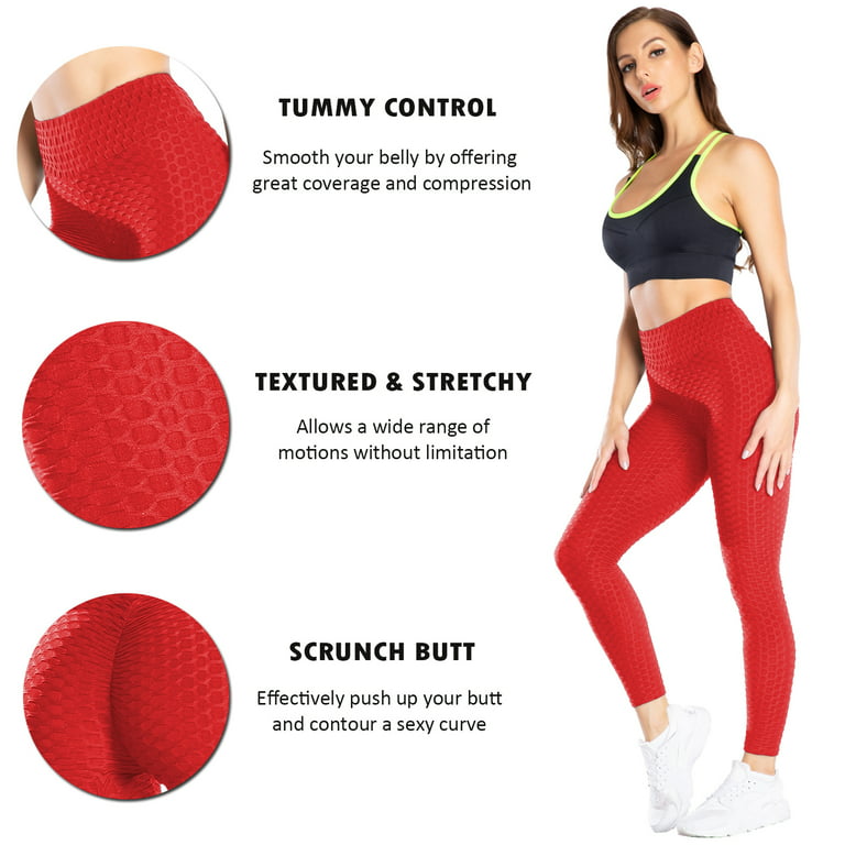 VASLANDA Women's High Waist Honeycomb Textured Yoga Pants Tummy Control  Ruched Butt Lifting Stretchy Workout Push Up Leggings Booty Scrunch Tights