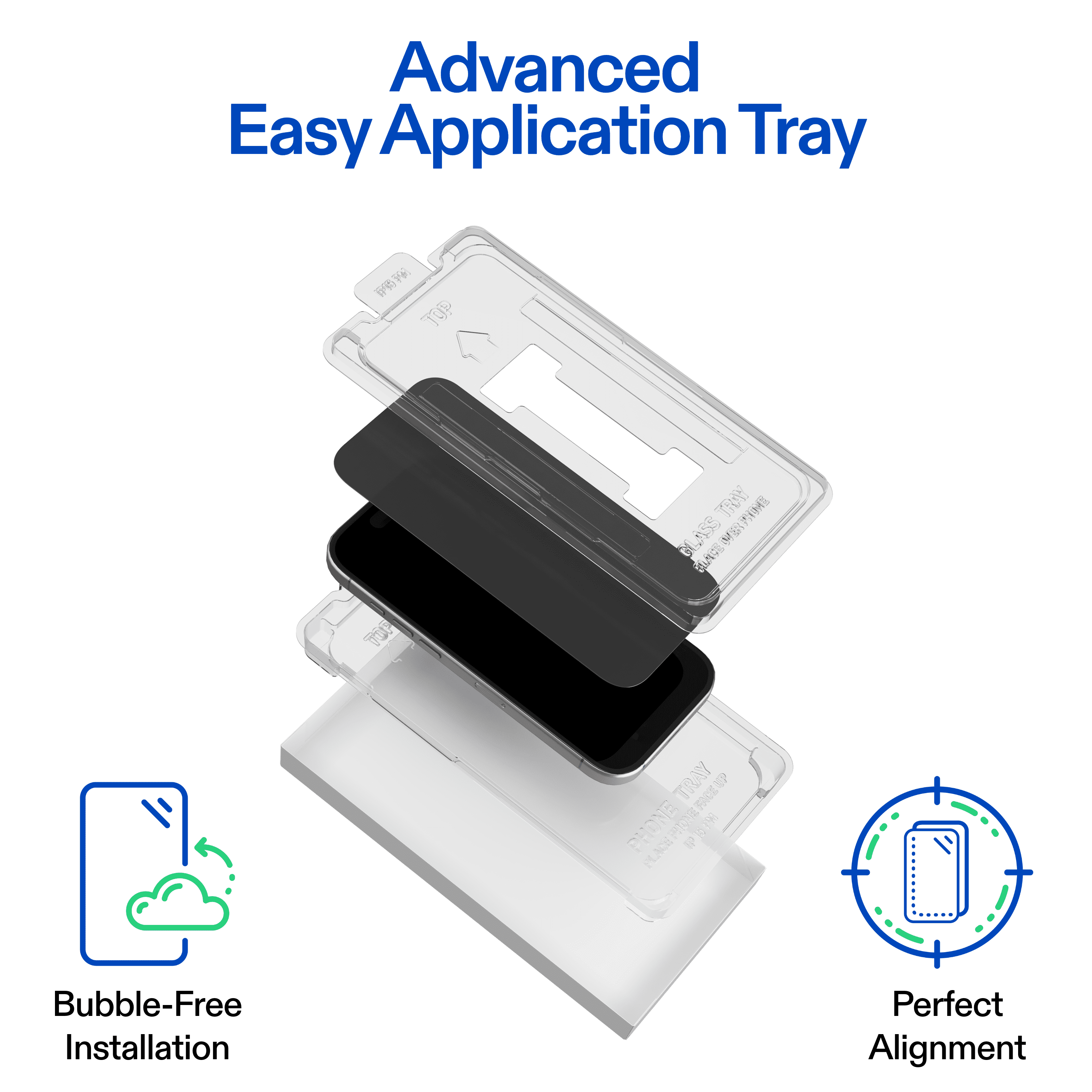 onn Protecteur d’écran en verre intimité pour iPhone® 15 Pro Max, fabriqué avec du verre résistant de Corning🅪, intimité à 180°, plateau d’installation facile