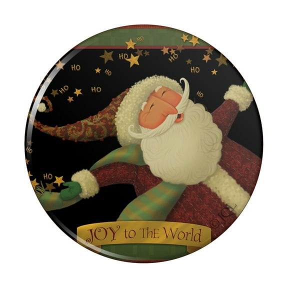 Christmas Holiday Santa Joy to the World Pinback Button Pin