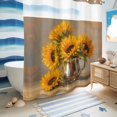 thumbnail image 5 of No Hook Shower Curtain, Sunflower Shower Curtains for Bathroom with See Through Top Window, Vintage Yellow Botanical Floral Summer Waterproof & Washable Bath Curtain Standard 72"x72", 5 of 8