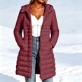 thumbnail image 2 of Inleife Women's Solid Quilted Puffer Jacket with Hooded Design Long Sleeves Front Zipper Closure Two Side Pockets Mid-Length Jackets for Winter, 2 of 6