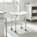 Shower Chair, Adjustable Height Shower Stool with Built-in Handles, Non-Slip Bath Bench Seat for Inside Shower or Tub, 350 lbs Capacity, for Elderly, Disabled & Handicap