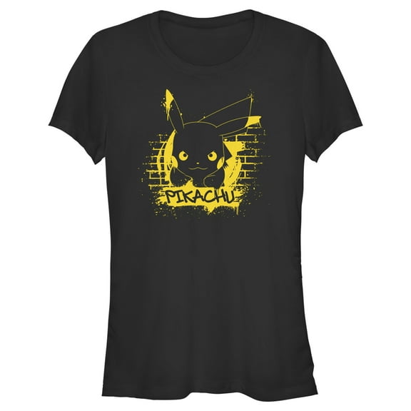 Junior's Pokemon Pikachu Mural Graphic Tee Black Large