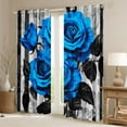 thumbnail image 2 of Castle Fairy Boys Girls Floral Blue Rose Blackout Curtains Set of 2 (52x84 Each),Abstract Geometric Stripes Window Curtains,Happy Valentine's Day Curtains and Drapes,Super Cozy Room Decor, 2 of 6
