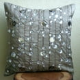 thumbnail image 2 of Sham Pillow Cover, Gray Euro Size Pillowcases 26x26 inch (65x65 cm), Silk Euro Sham Covers, Abstract, Crystals, Modern European Pillow Shams - Diamond Strings, 2 of 4