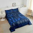 thumbnail image 4 of Ice Hockey Bedding Sets Full Sport Game Ball Theme Comforter Sets Ice Hockey Room Decor Down Comforter Sports Comforter Sets Teen Winter Sports Bedding Bed Set 3 Pcs Navy Blue, 4 of 7