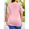 thumbnail image 6 of SHEWIN Women's Plus Size Tops Summer Basic Tee Puff Sleeve T-Shirts Tee Shirts Pink 2X, 6 of 9