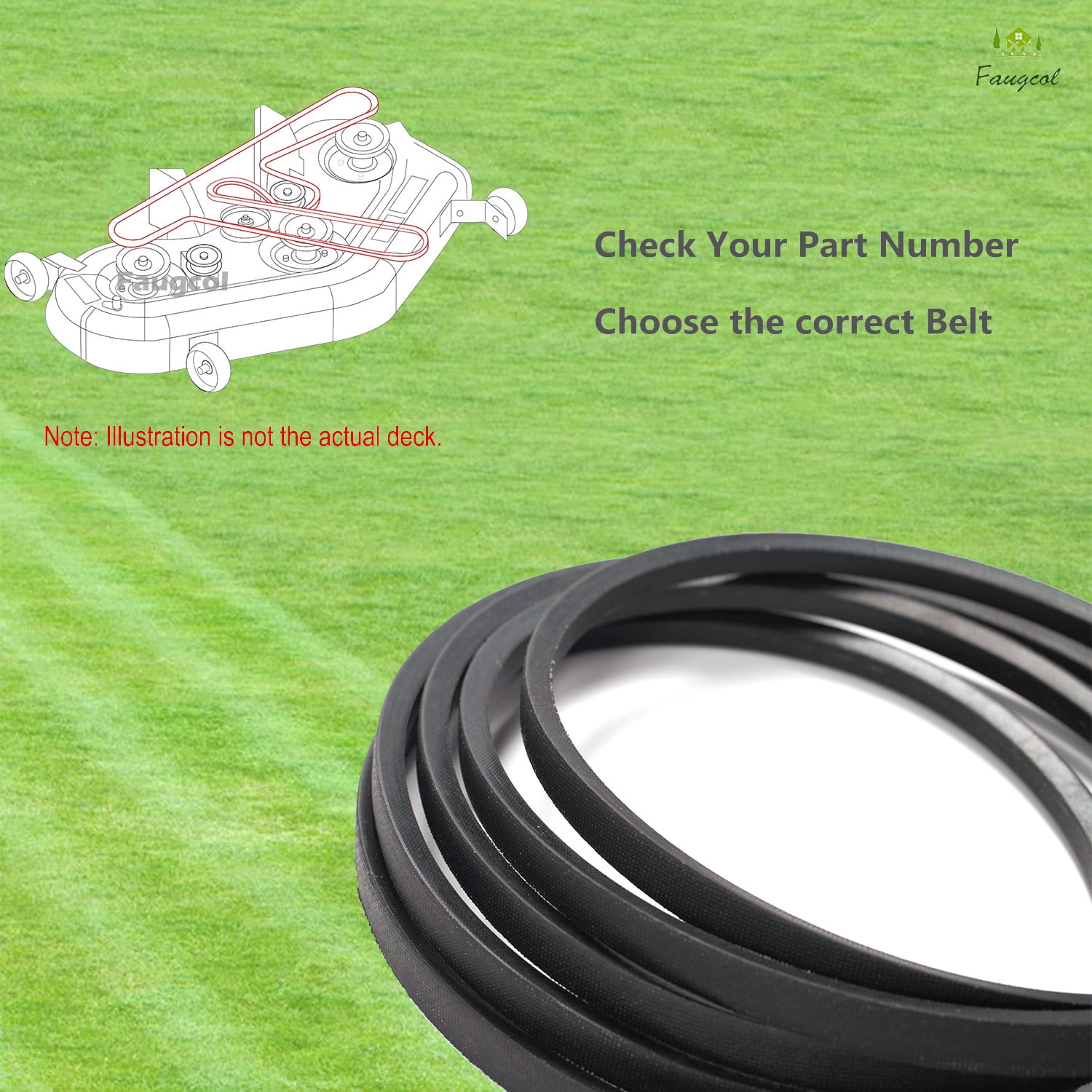 539104335 Lawn Mower Deck Belt 5/8" x163 1/2" for Husqvarna MZ6128 522795901,Exmark 126-2538; Ferris 5100003 5103395 5103675 5103872; Worldlawn 6001001; Dixon 522795901
