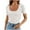 White, variant on Women's 2025 Short Sleeve Square Neck T Shirts Slim Fitted Summer Ribbed Knit Basic Casual Tee Tops