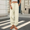 thumbnail image 6 of Roncen Women's Solid Wide Leg Pants - Loose Fit Elastic Waist Cropped Casual Trousers with Pockets, 6 of 9