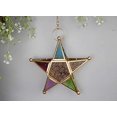 thumbnail image 4 of Moroccan Style Candle Lantern Holder Multicolour Glass Star Candle Holder Hanging Lantern, 4 of 7