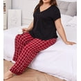 thumbnail image 5 of Plus Size Sleepwear for Women Pajama Set 2 Piece Short Sleeve Tee and Long Pants Soft Oversize Loungewear, 5 of 8