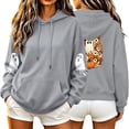 thumbnail image 2 of Women's Fall Hoodies Floral Ghost Pumpkin Graphic Print Sweatshirts Long Sleeve Oversized Pullover Hooded Tops Casual Autumn Relaxed Fit Clothes, 2 of 7