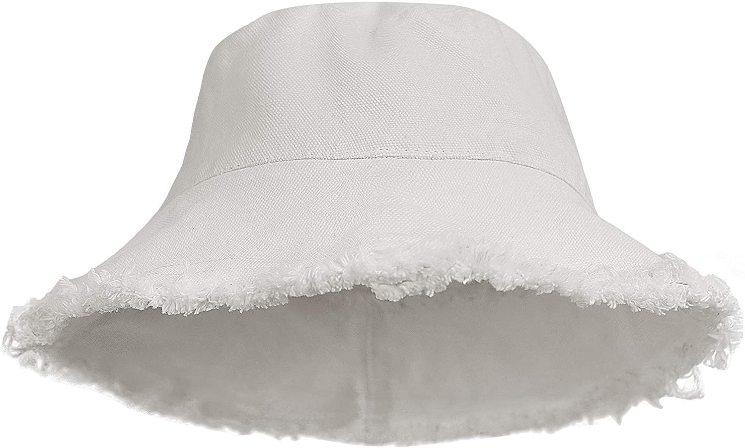 Summer Wide Brim Beach Cap Bucket-Hat Distressed Sun-Protection Washed-Cotton